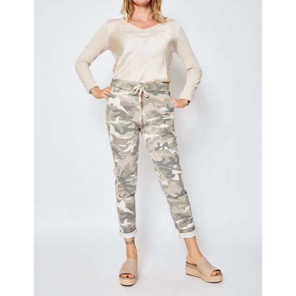 NEW JACQUELINE B CLOTHING d style silver stripe camo pants in sand - Picture 4 of 4